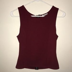 KELSEY Maroon Top with Zip Up Back